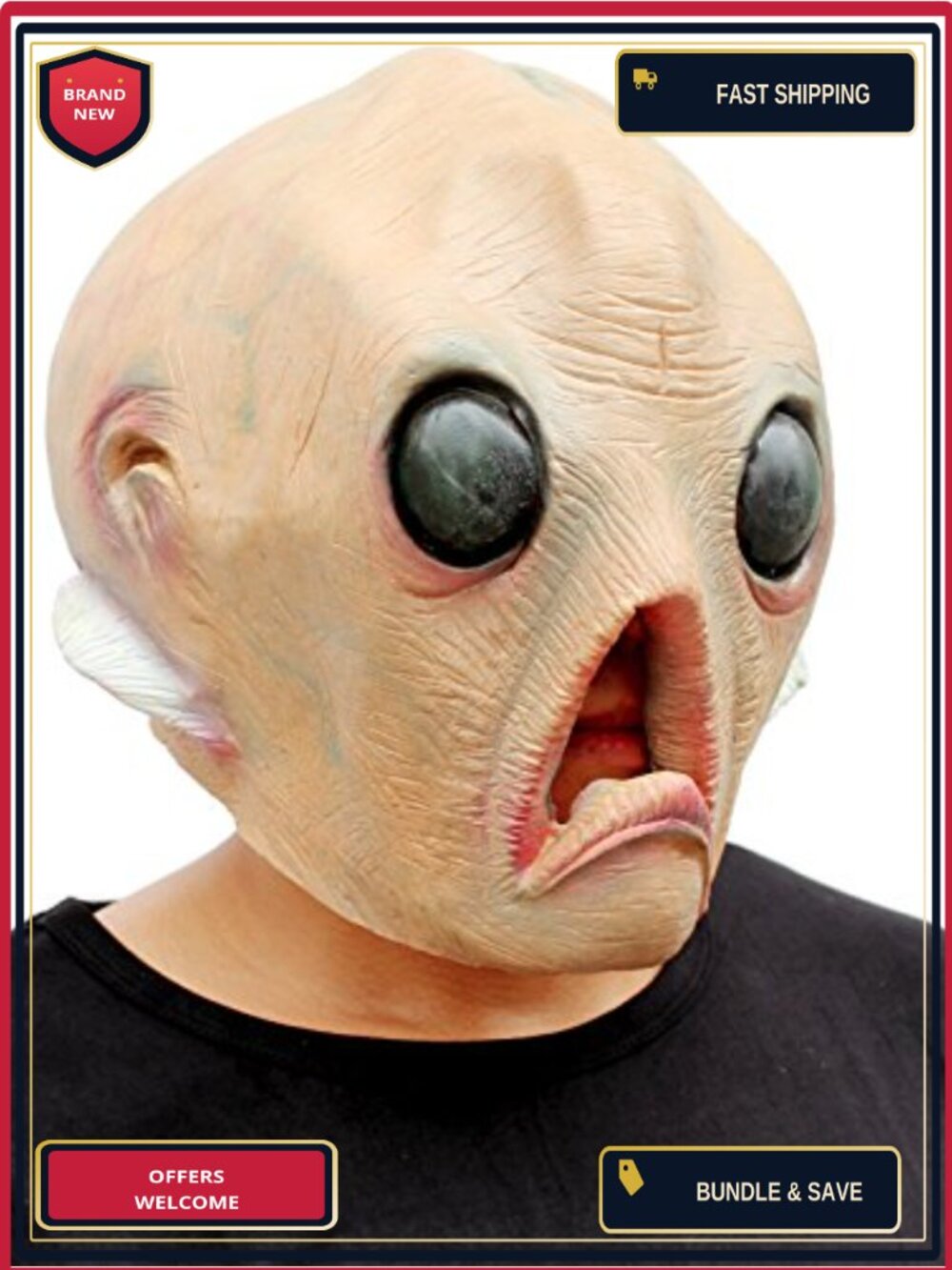 Full Head Natural Latex Alien Mask Sci-Fi Costume